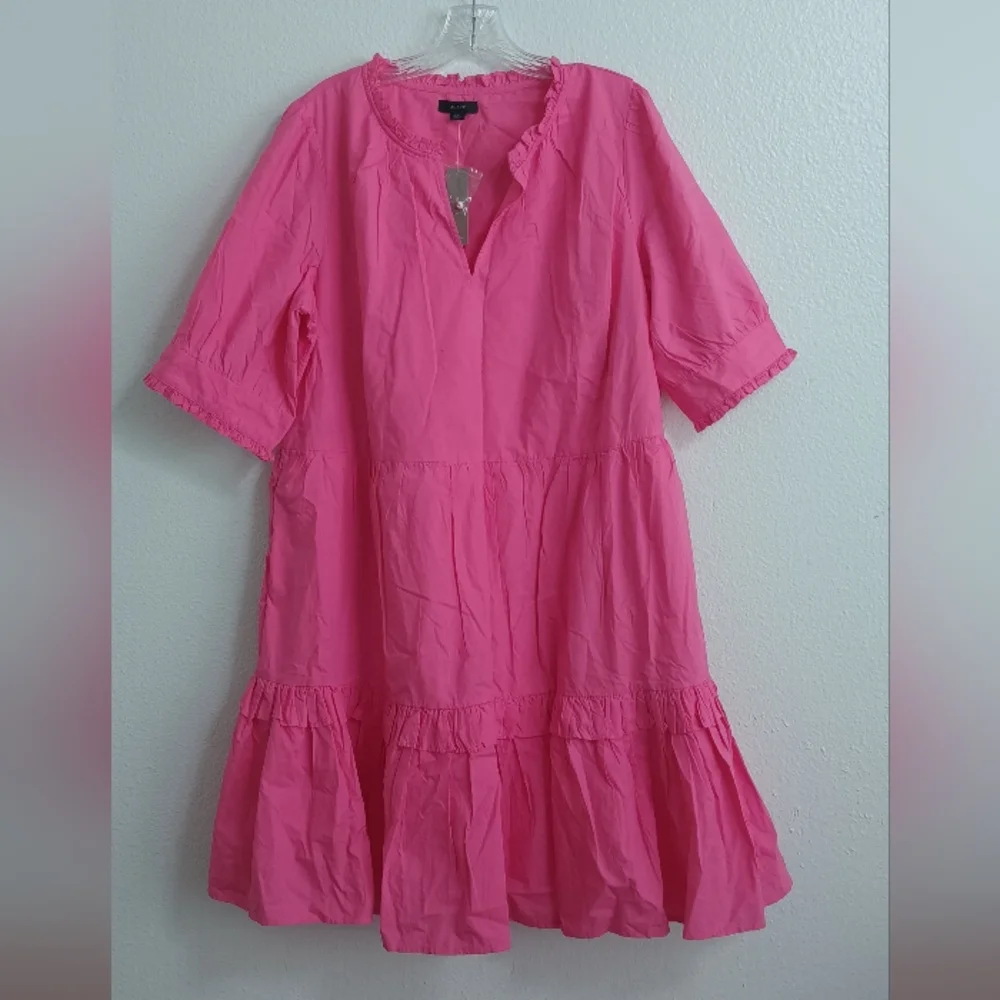 J. Crew Hot Pink Ruffle Tiered Mini Dress
